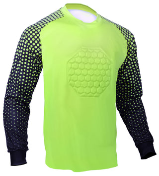 classic Lime Green Soccer goalie shirt or goalkeeper jersey with padded chest and elbows, 100% polyester material, available in youth and adult size