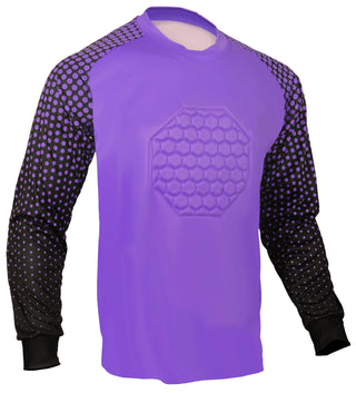 classic Purple Soccer goalie shirt or goalkeeper jersey with padded chest and elbows, 100% polyester material, available in youth and adult size