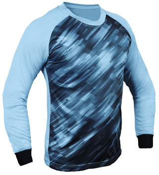 Spectra Light Blue Soccer goalie shirt or goalkeeper jersey with padded elbows, 100% polyester material, available in youth and adult size