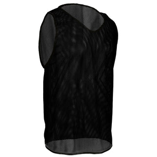 Black polyester soccer pinnie – mesh training vest for team practices and coaching drills