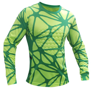 Quantum padded goalkeeper jersey green – soccer goalie shirt with chest & elbow padding