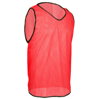 Red polyester mesh soccer pinnie – lightweight scrimmage vest for teams and coaches