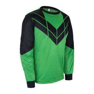 Solace Green Soccer goalie shirt or goalkeeper jersey with padded elbows, 100% polyester material, available in youth and adult size