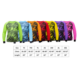 Spectra soccer goalkeeper jersey size chart for youth and adult